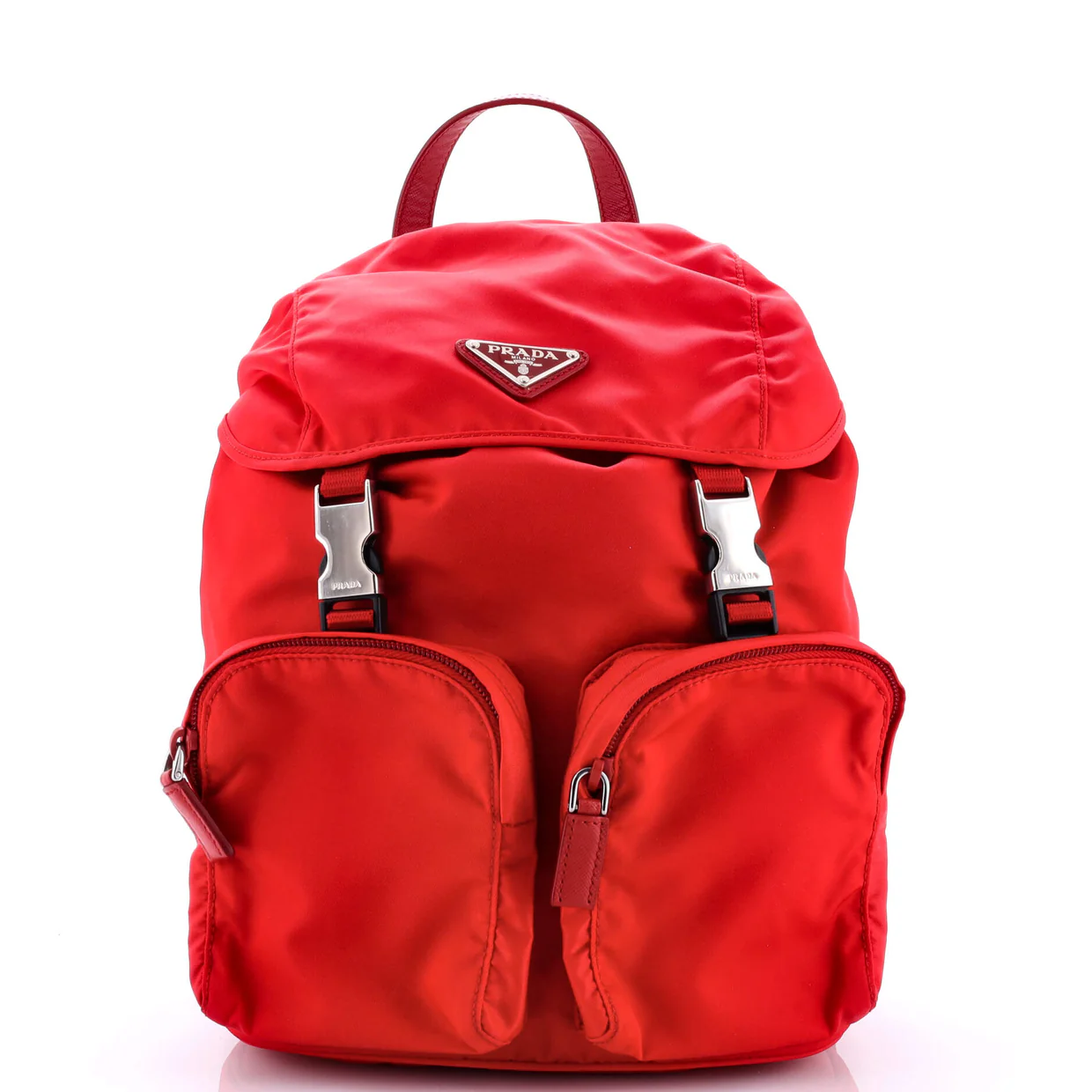 Vela Double Front Pocket Backpack Tessuto with Saffiano Leather Mini - Deep Luxury