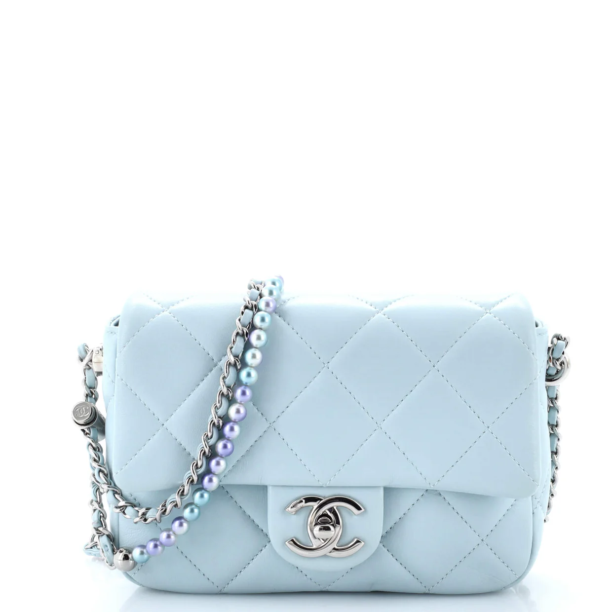 My Perfect Adjustable Chain Flap Bag Quilted Lambskin with Pearls Mini - Deep Luxury