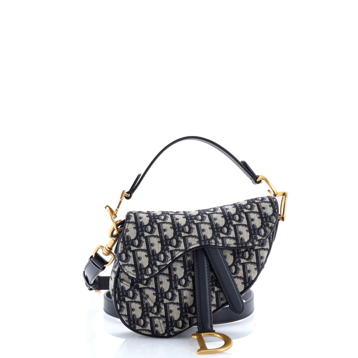 Saddle Handbag with Strap Oblique Canvas Mini - Deep Luxury