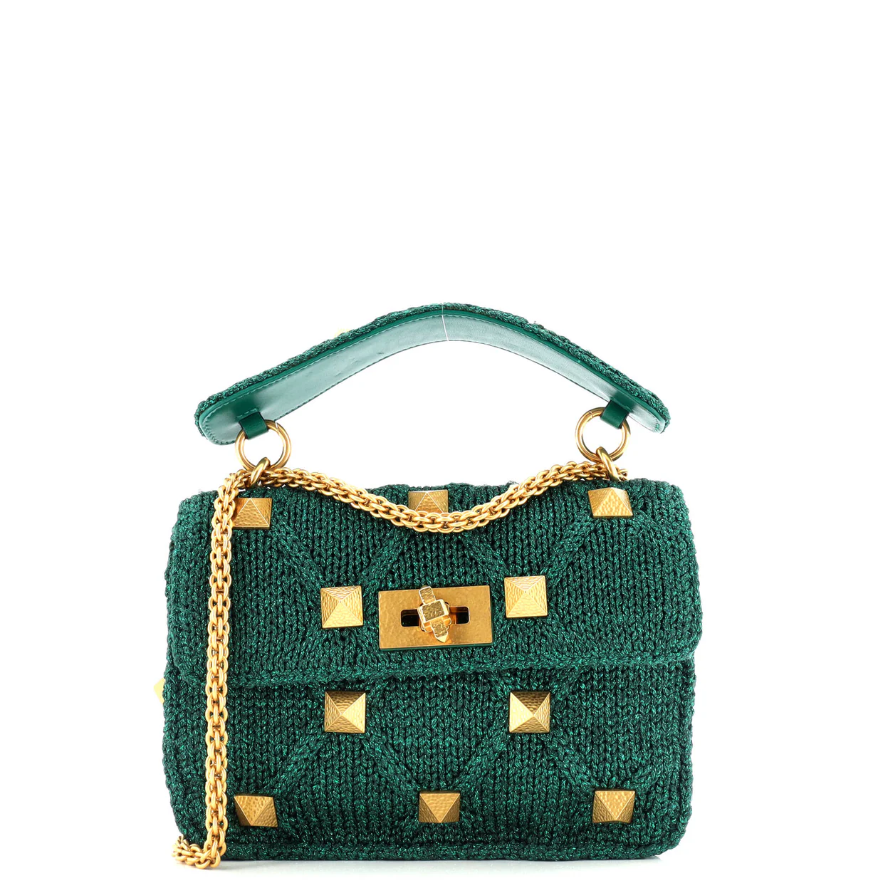 Roman Stud Flap Bag Quilted Knit Medium - Deep Luxury