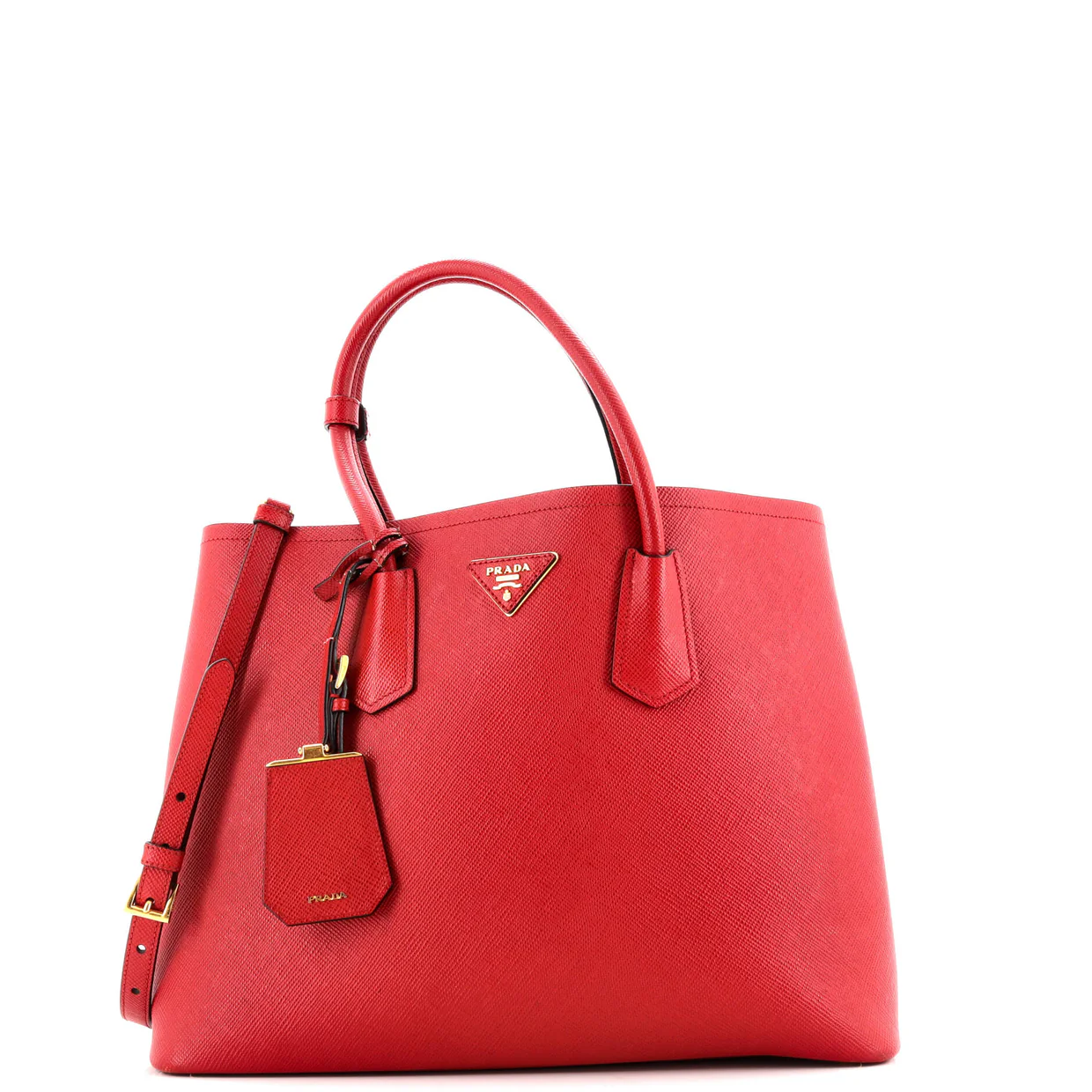 Cuir Double Tote Saffiano Leather Medium - Deep Luxury