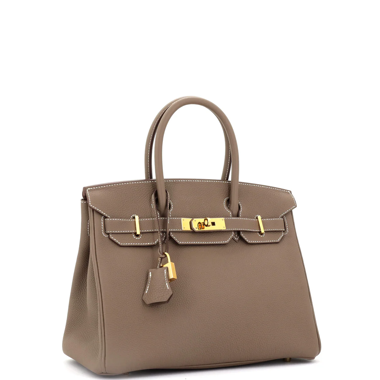 Birkin Handbag Grey Clemence with Gold Hardware 30 - Deep Luxury