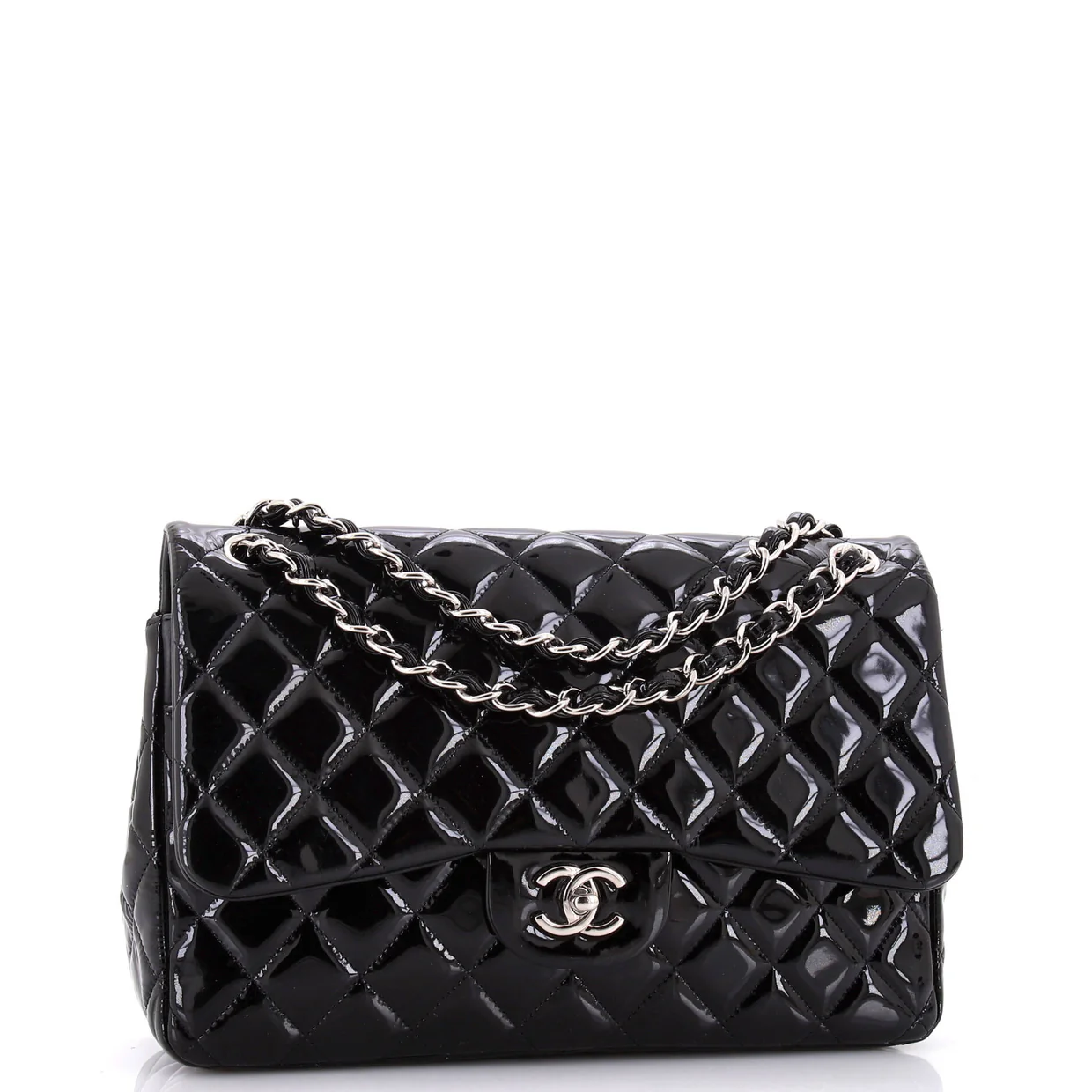 Classic Double Flap Bag Quilted Patent Jumbo - Deep Luxury