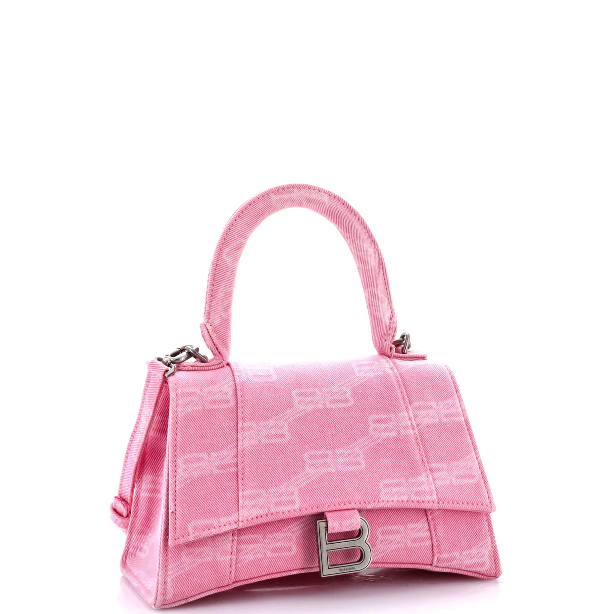 Hourglass Top Handle Bag BB Monogram Denim Small - Deep Luxury