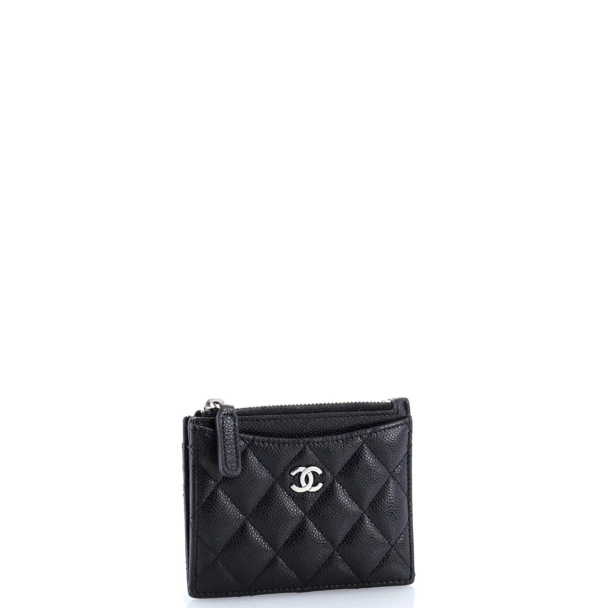 CC Zip Card Holder Quilted Caviar - Deep Luxury