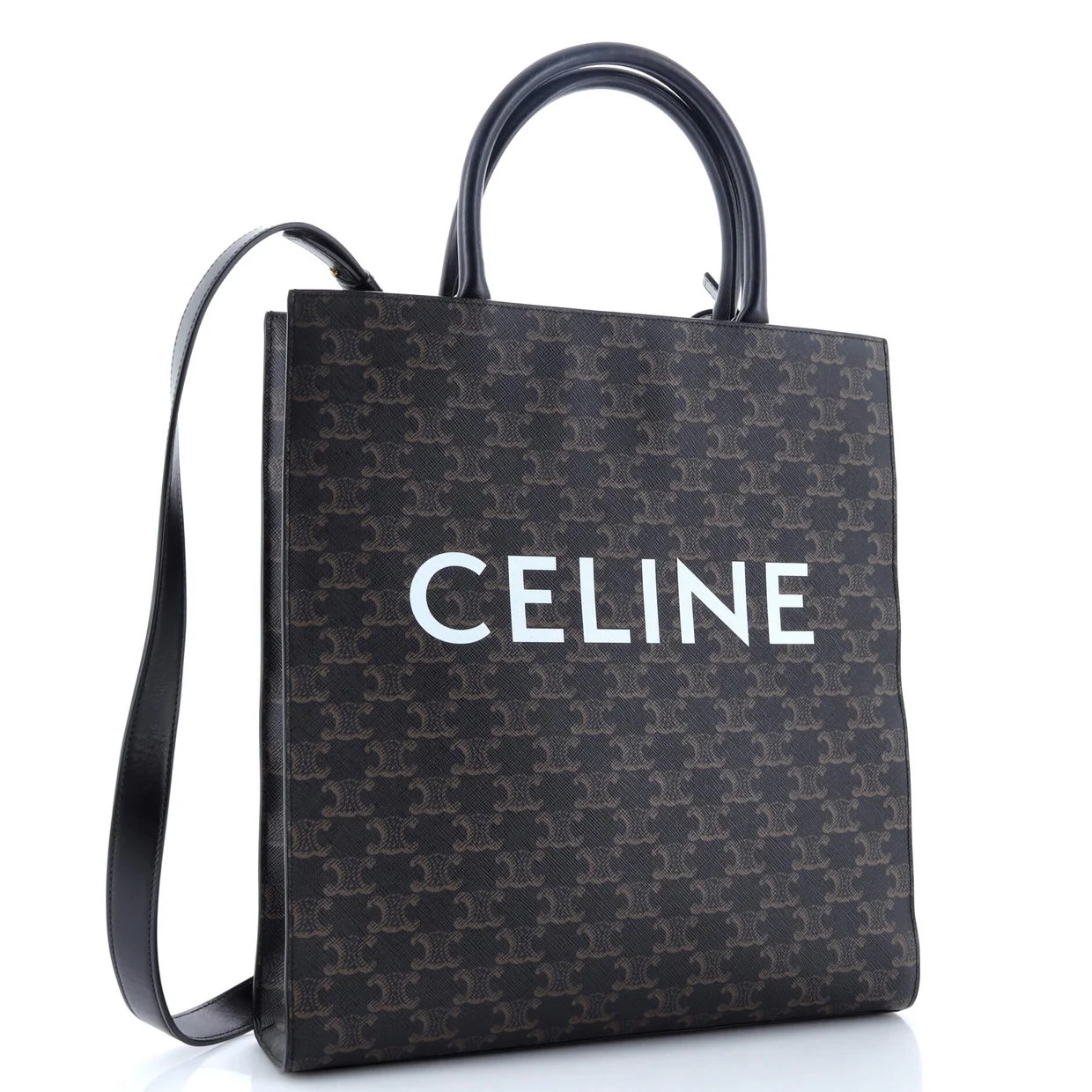 Vertical Cabas Tote Triomphe Coated Canvas Medium - Deep Luxury