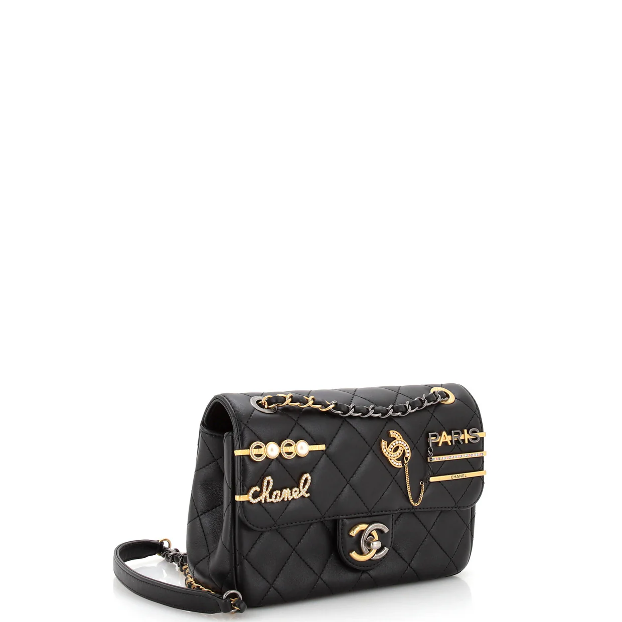 Coco Clips Flap Bag Embellished Quilted Lambskin Small - Deep Luxury