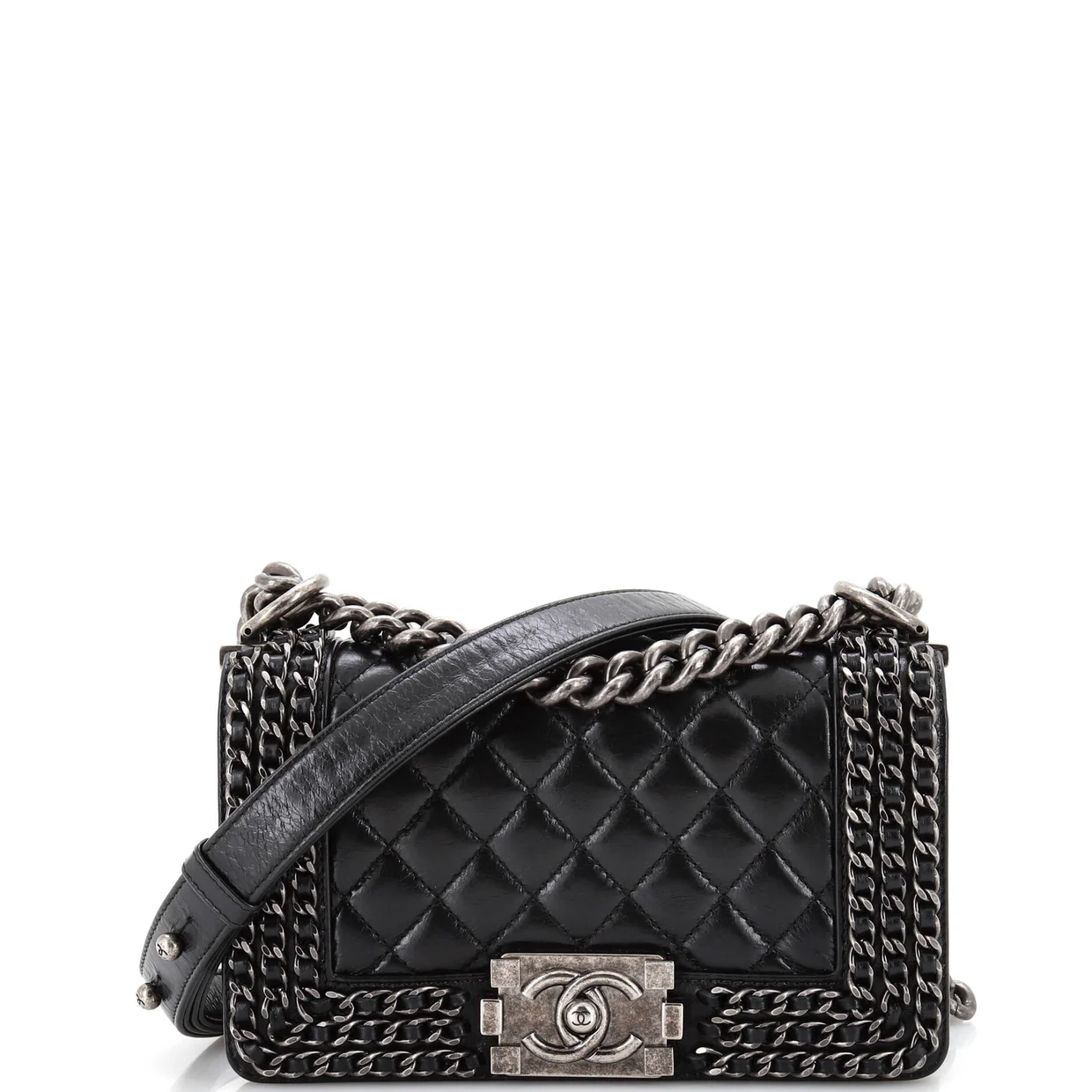Chained Boy Flap Bag Quilted Glazed Calfskin Small - Deep Luxury