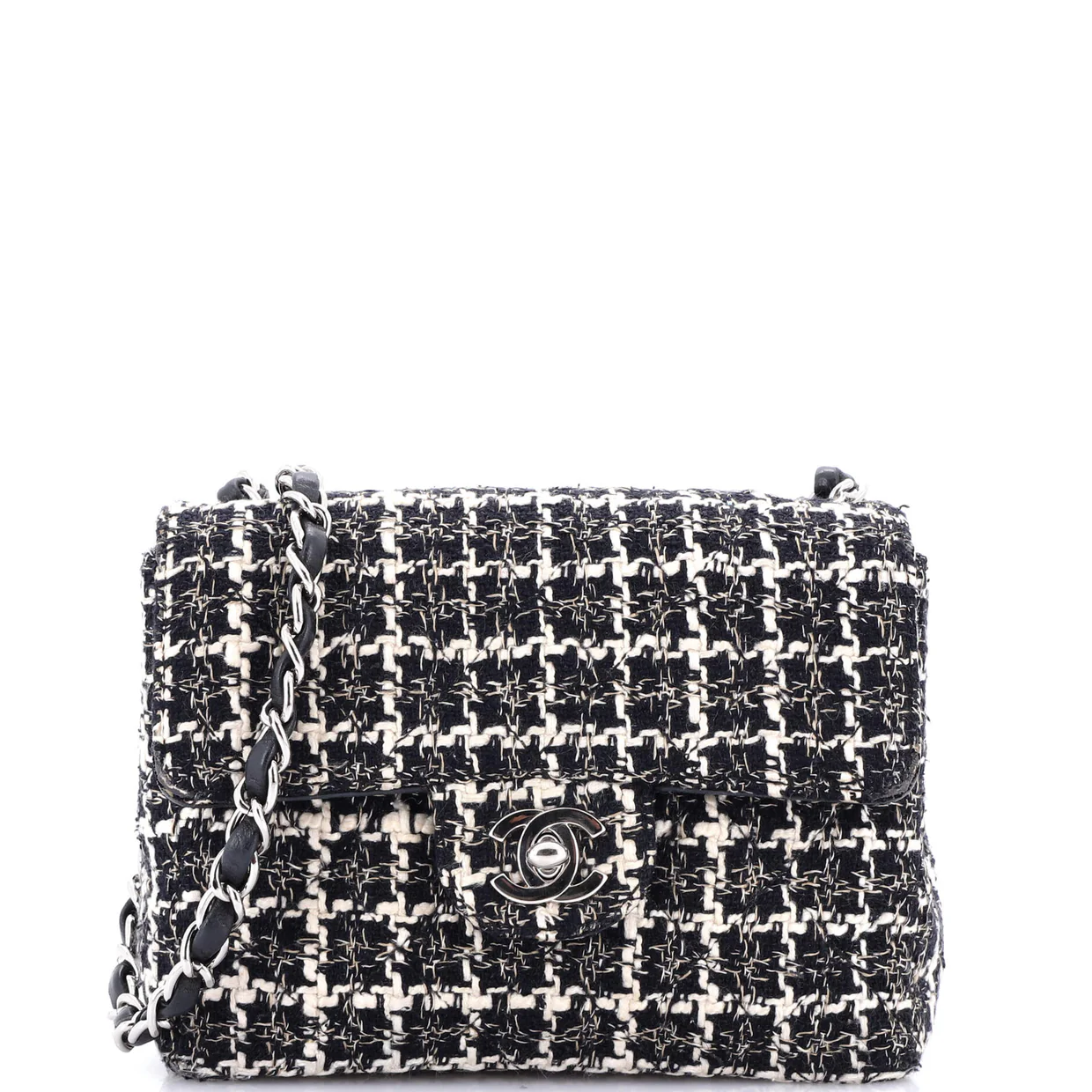 Square Classic Single Flap Bag Quilted Tweed Mini - Deep Luxury