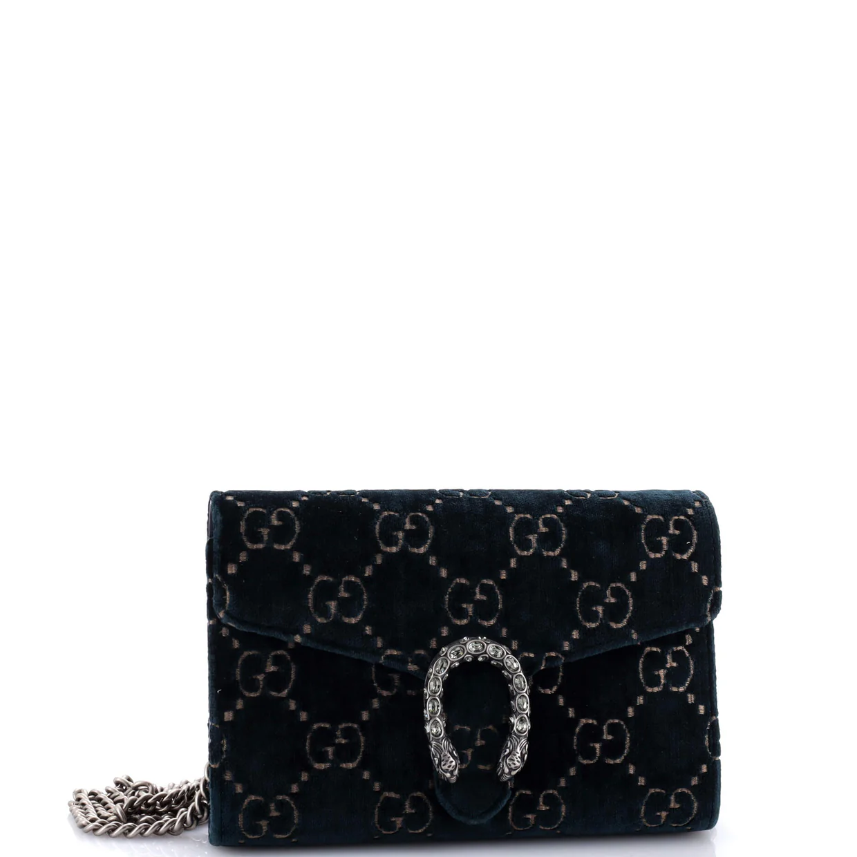 Dionysus Chain Wallet GG Velvet Small - Deep Luxury