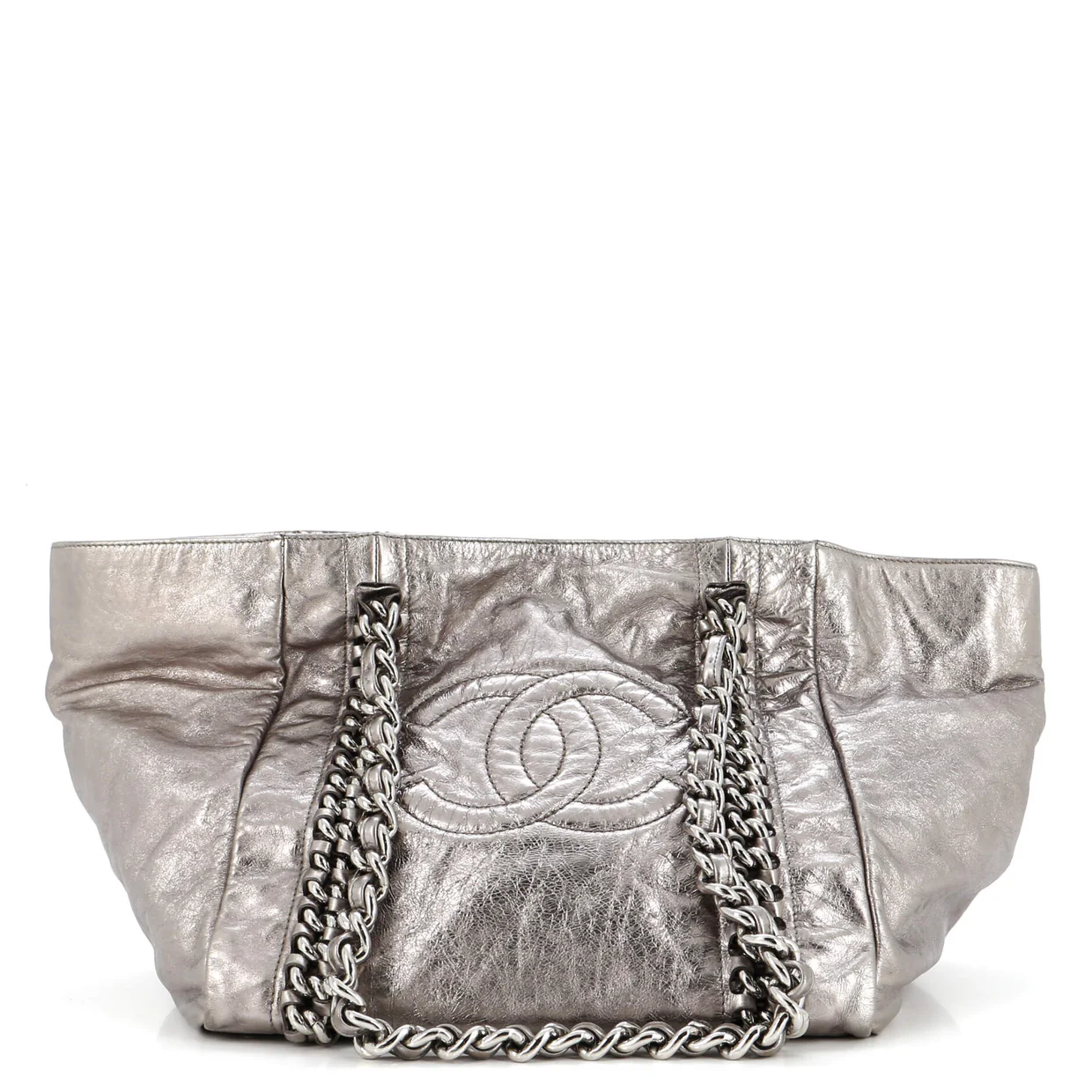 Modern Chain Tote Metallic Calfskin Medium - Deep Luxury
