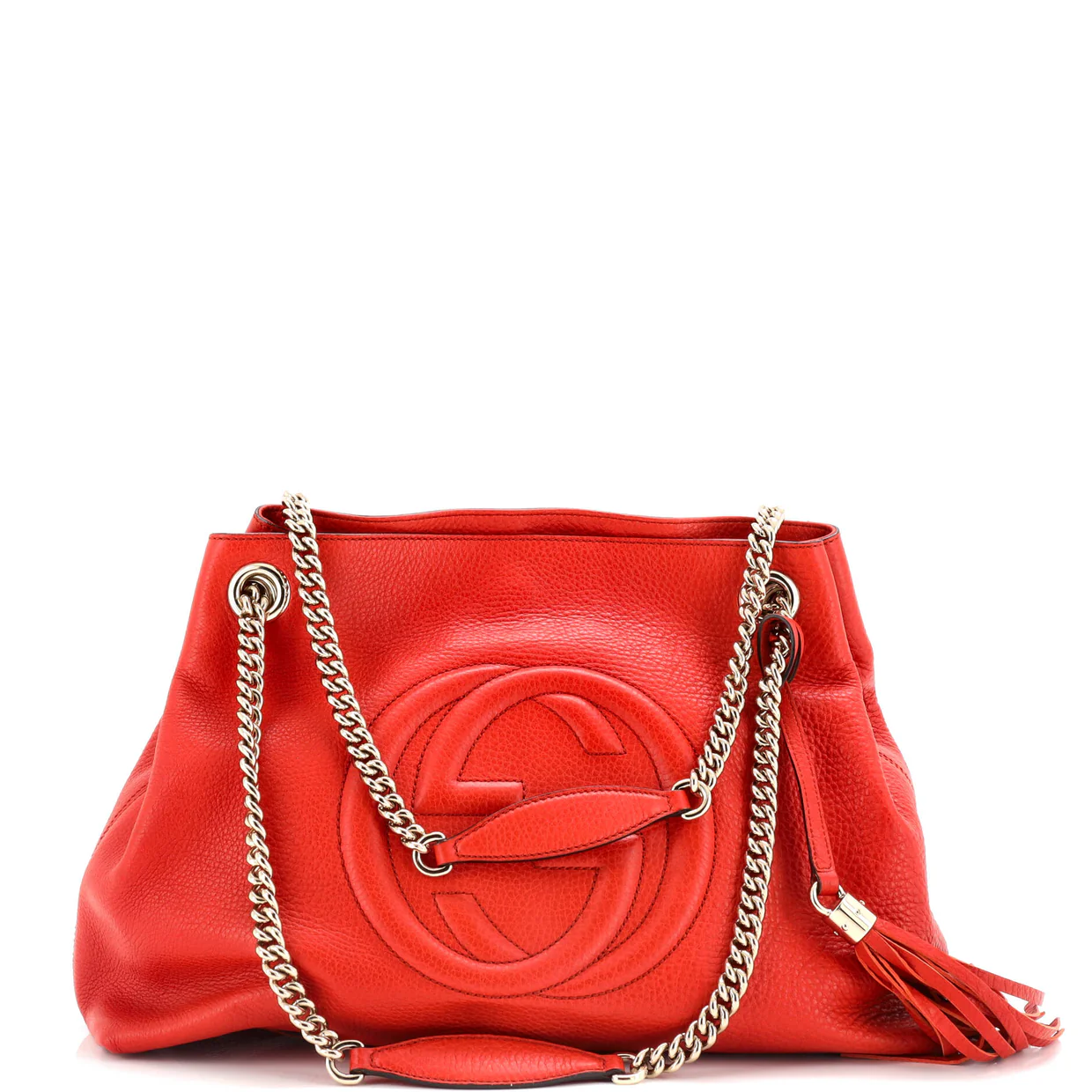 Soho Chain Strap Shoulder Bag Leather Medium - Deep Luxury