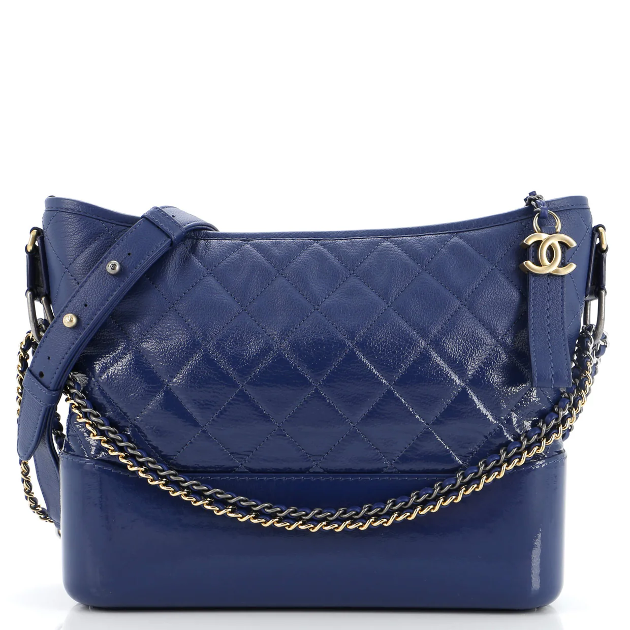 Gabrielle Hobo Quilted Goatskin and Patent Medium - Deep Luxury