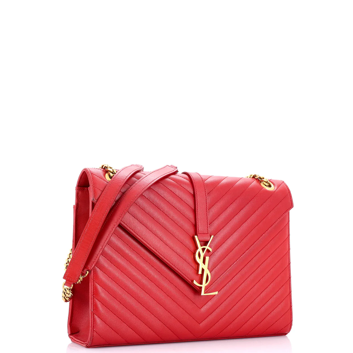 Classic Monogram Envelope Satchel Matelasse Chevron Leather Large - Deep Luxury