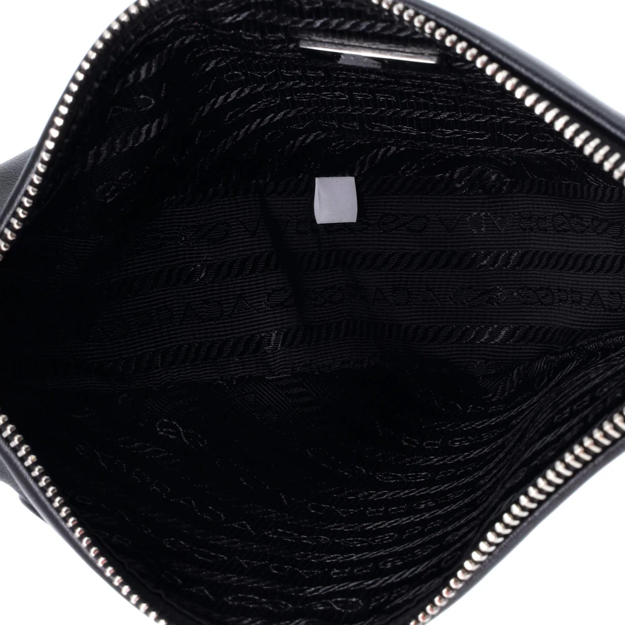 Triangle Logo Wristlet Pouch Embossed Leather - Deep Luxury