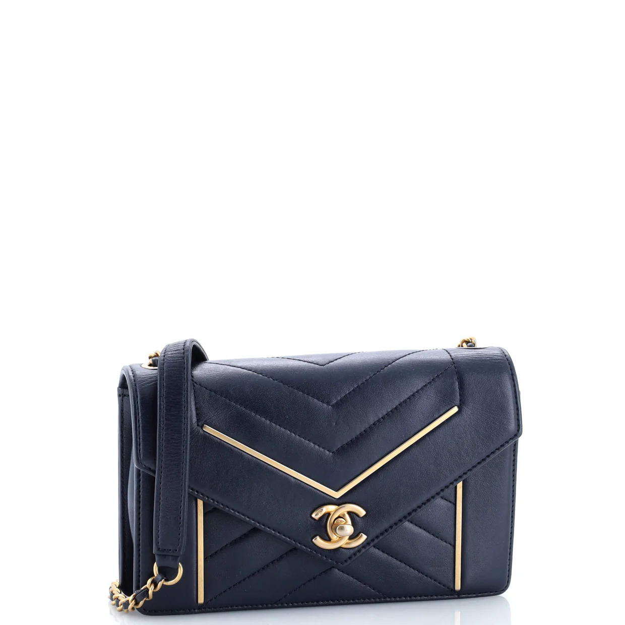 Reversed Flap Bag Chevron Lambskin Small - Deep Luxury