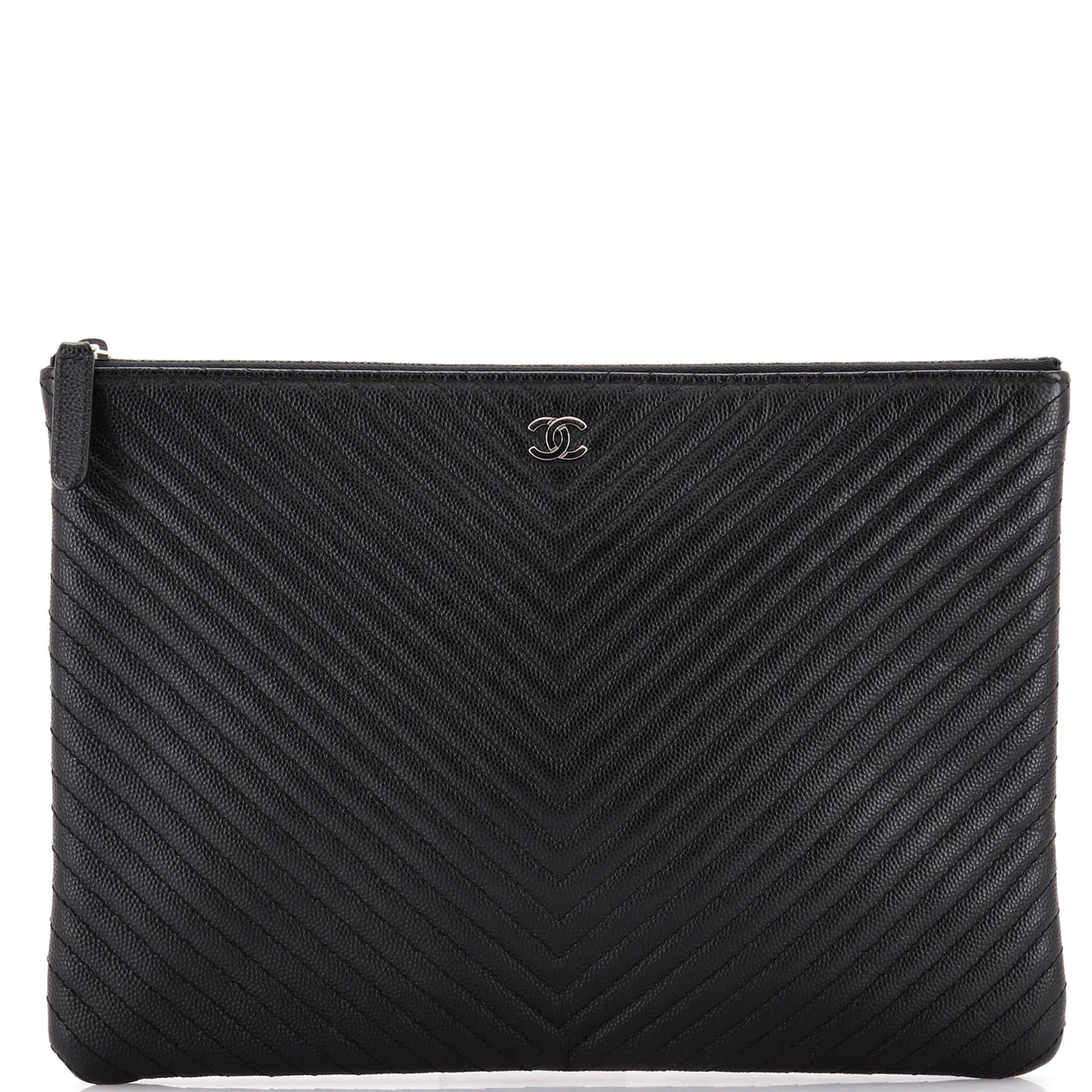 O Case Clutch Chevron Caviar Medium - Deep Luxury