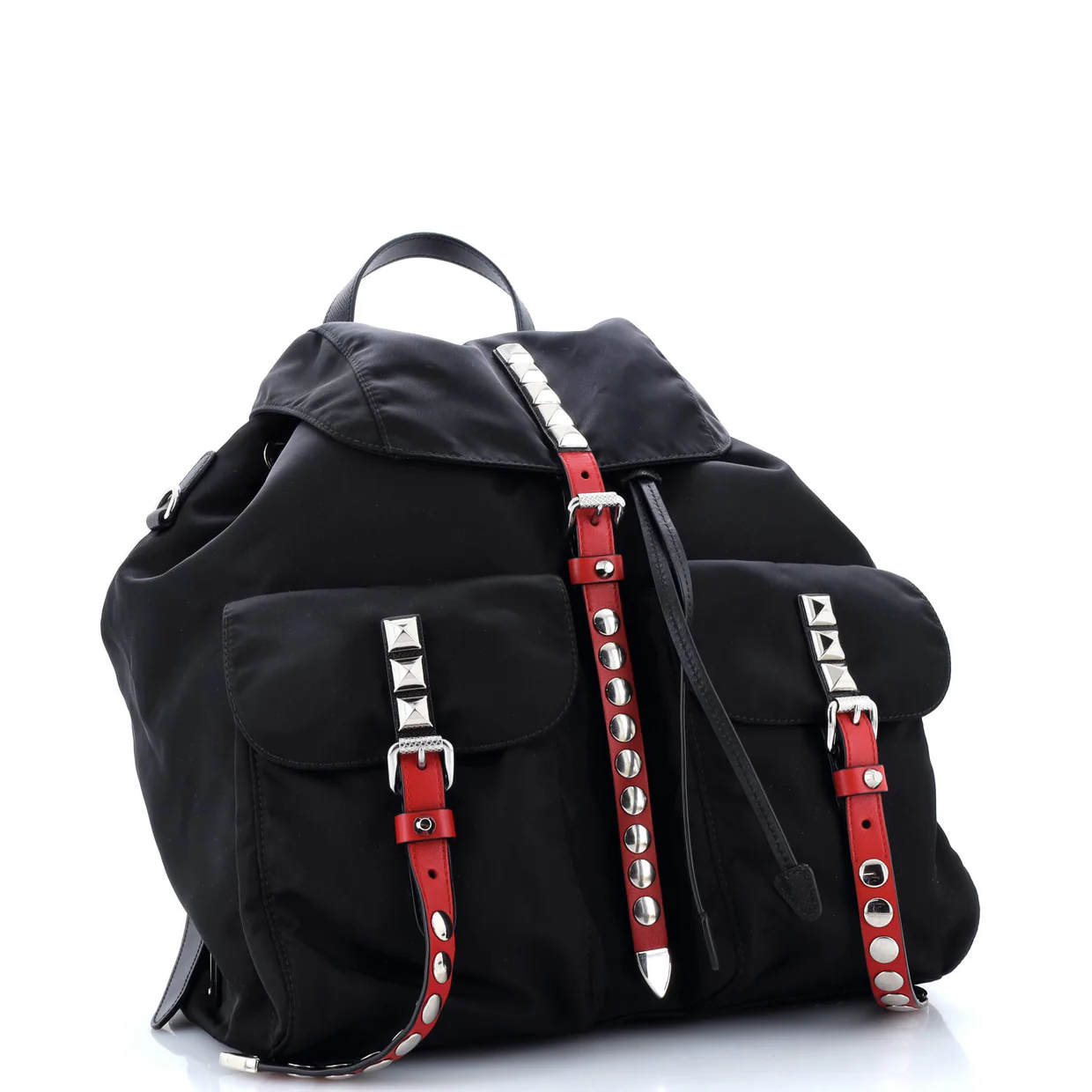 New Vela Backpack Tessuto with Studded Leather - Deep Luxury