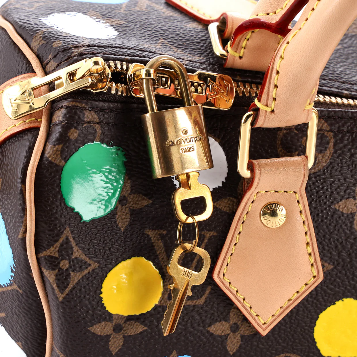 Speedy Bandouliere Bag Yayoi Kusama Painted Dots Monogram Canvas 25 - Deep Luxury