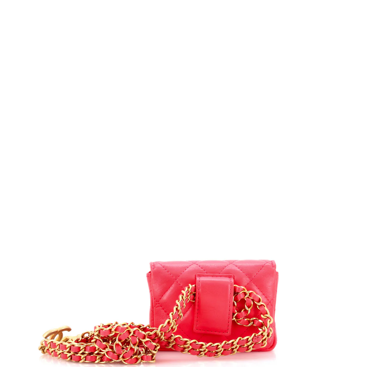 CC Woven Chain Flap Belt Bag Quilted Shiny Lambskin - Deep Luxury