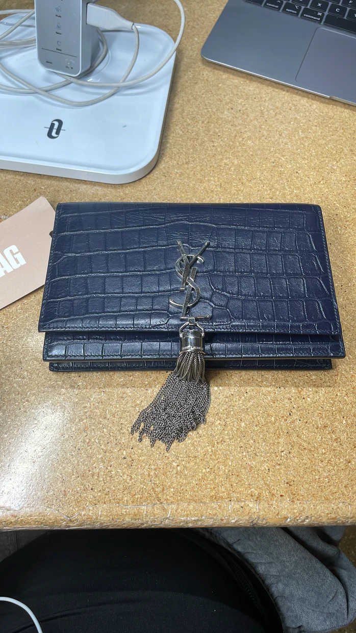 Classic Monogram Tassel Crossbody Bag Crocodile Embossed Leather Small - Deep Luxury