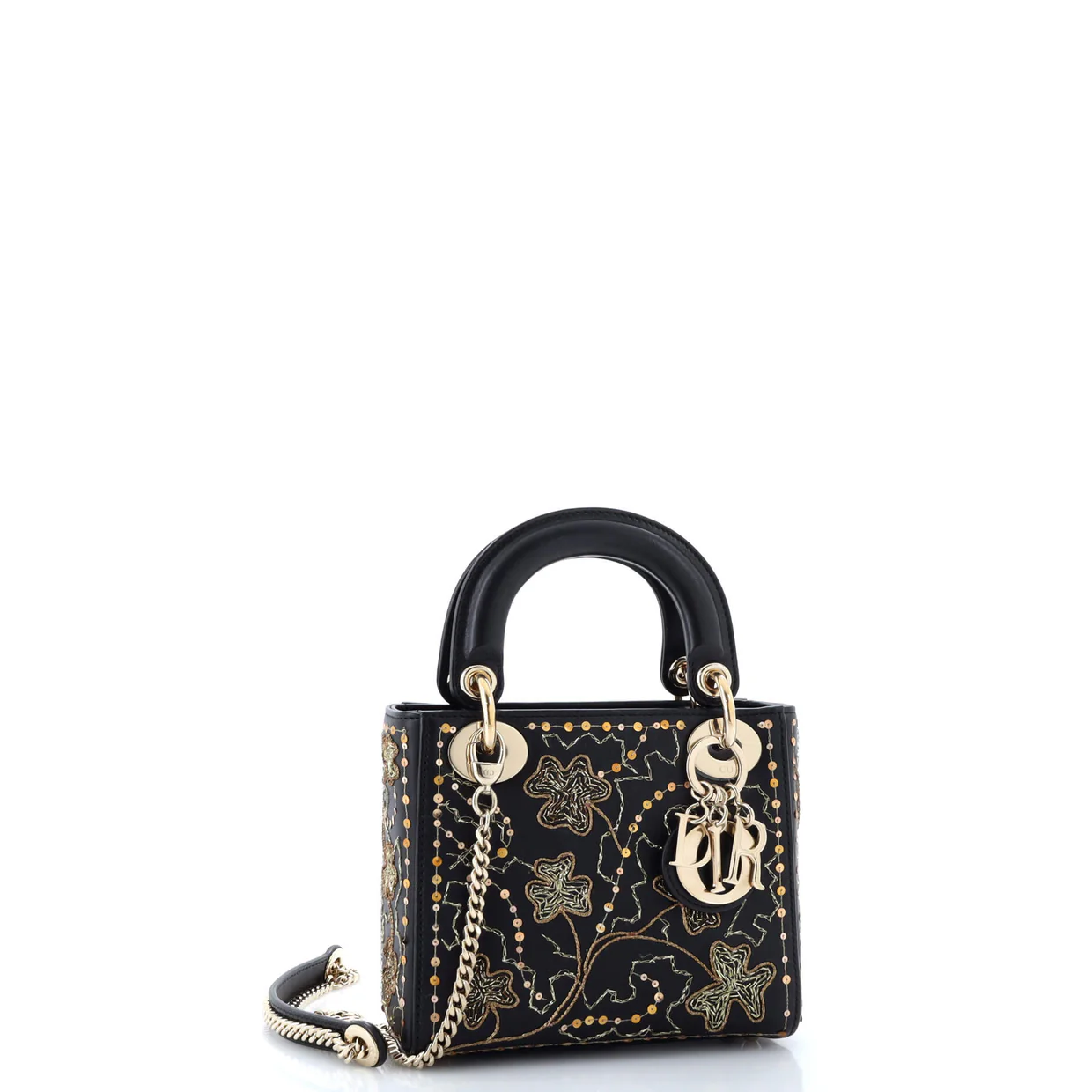 Lady Dior Chain Bag Embroidered Calfskin Mini - Deep Luxury