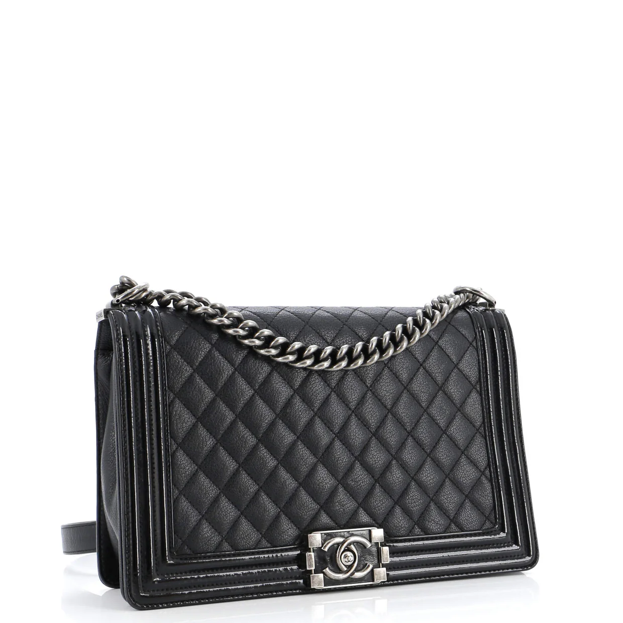 Boy Flap Bag Quilted Goatskin with Patent New Medium - Deep Luxury