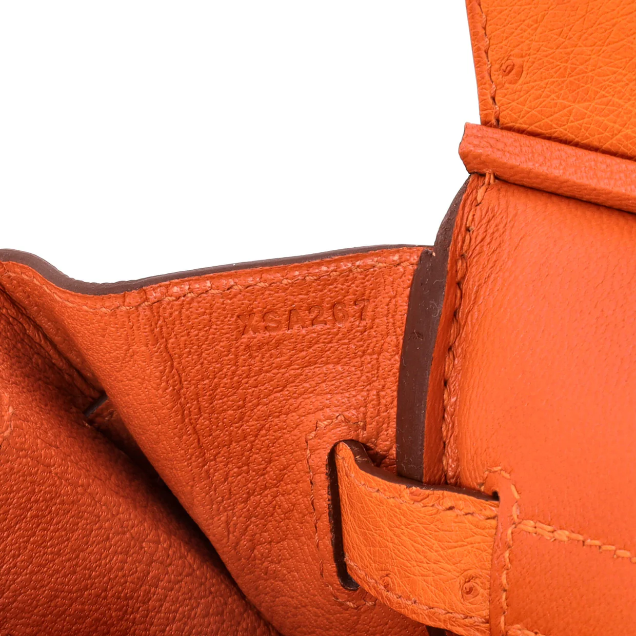 Birkin Handbag Tangerine Ostrich with Palladium Hardware 30 - Deep Luxury