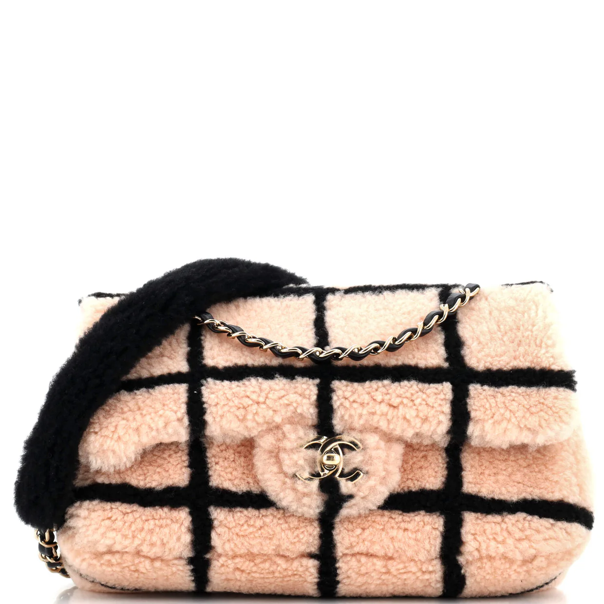 CC Flap Bag Square Printed Shearling Large - Deep Luxury