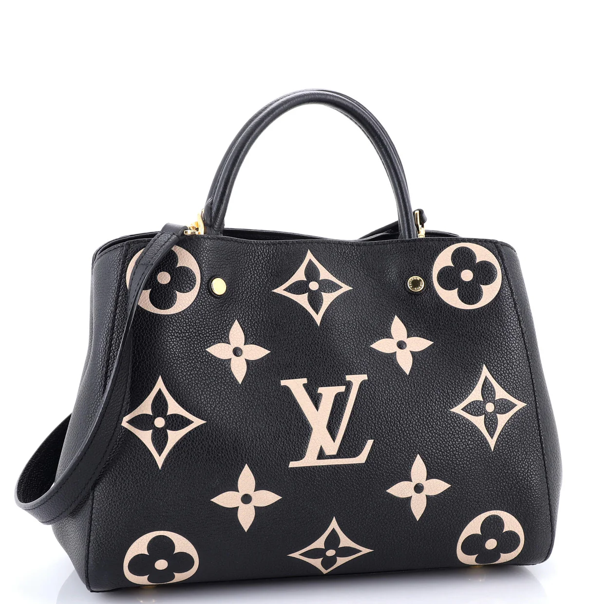 Montaigne Handbag Bicolor Monogram Empreinte Giant MM - Deep Luxury