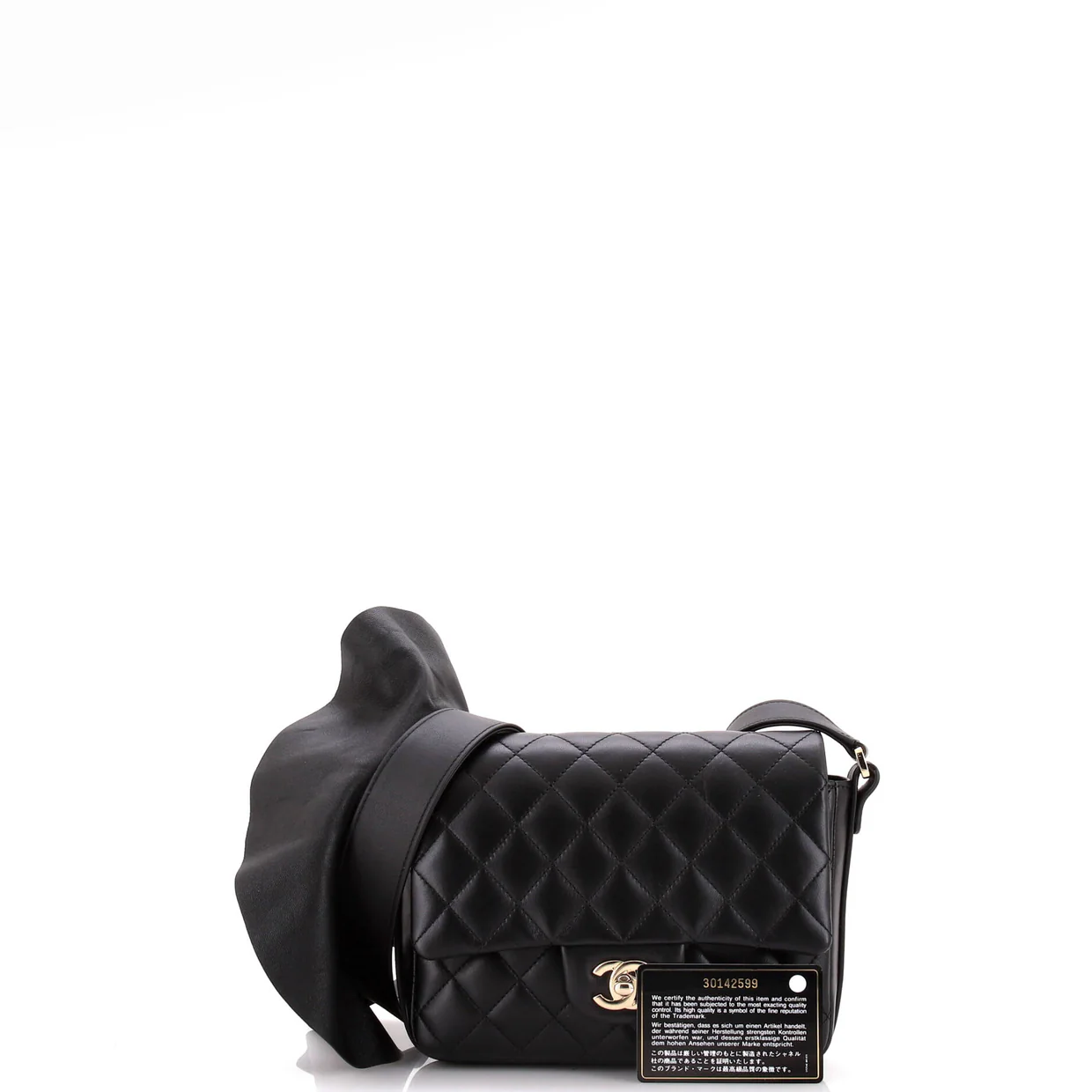 Wave Strap Flap Bag Quilted Lambskin with Calfskin Small - Deep Luxury
