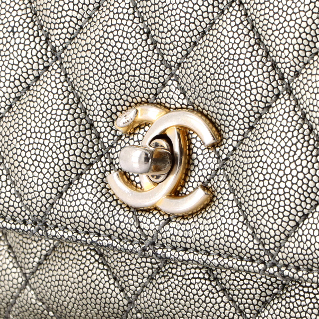 Coco Top Handle Bag Quilted Iridescent Caviar Mini - Deep Luxury