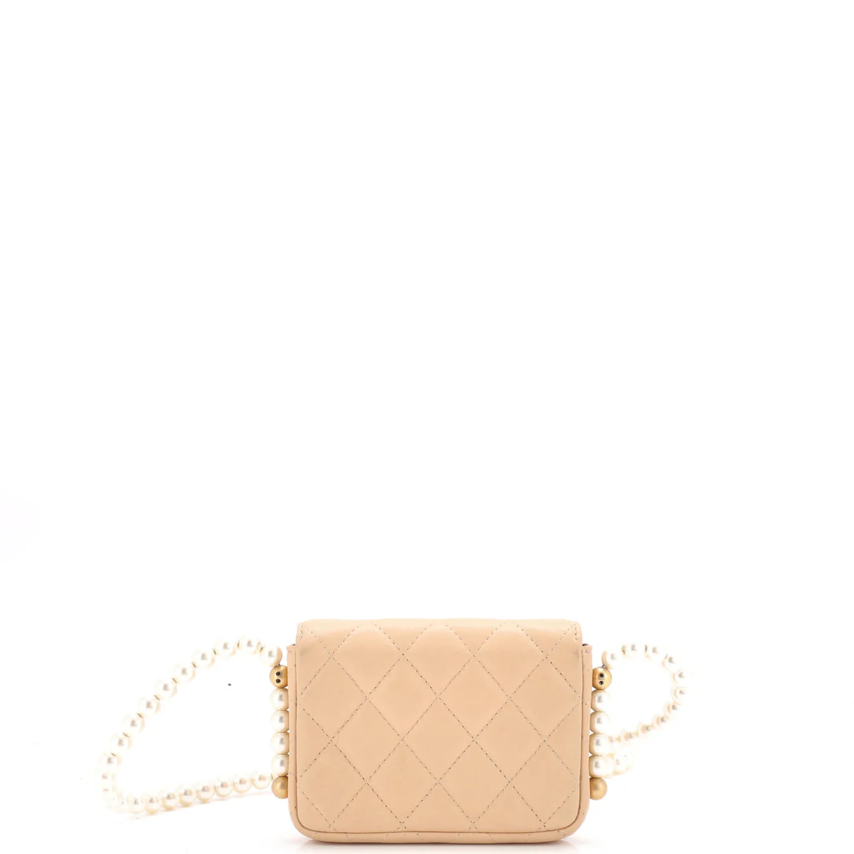About Pearls Flap Card Holder with Chain Quilted Calfskin - Deep Luxury