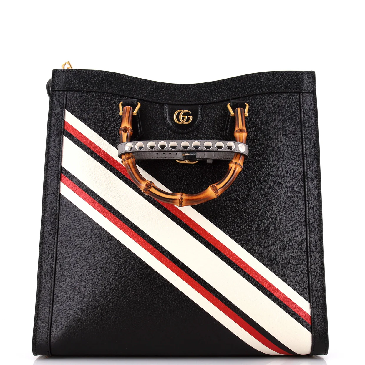 Diana NM Bamboo Handle Tote Printed Leather Large - Deep Luxury