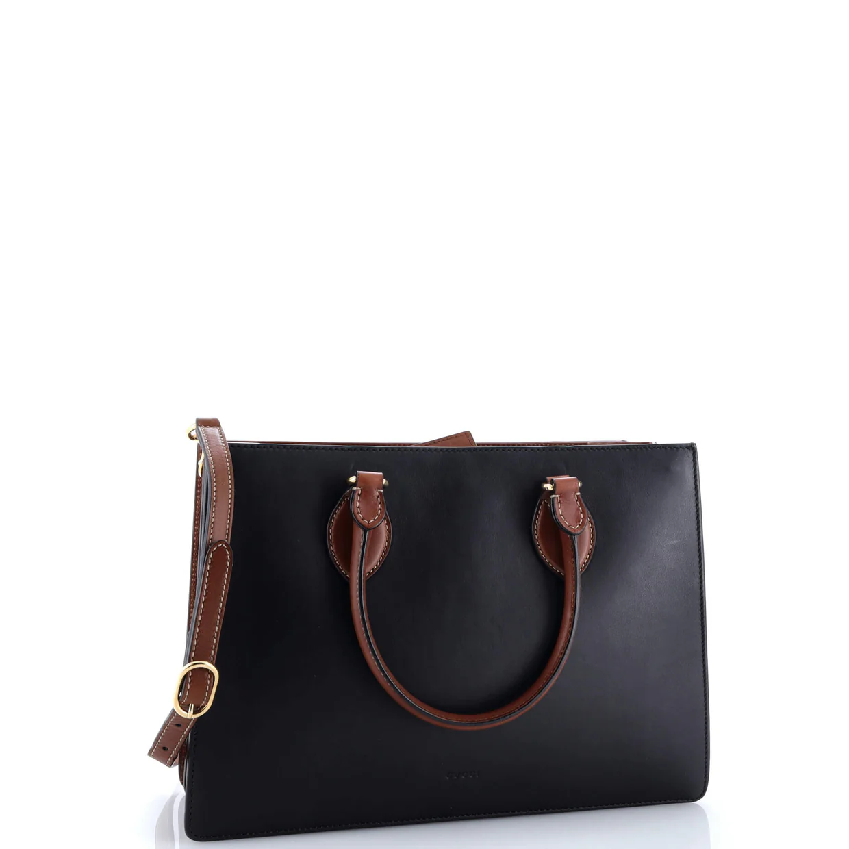 Convertible Gusset Tote Leather Medium - Deep Luxury