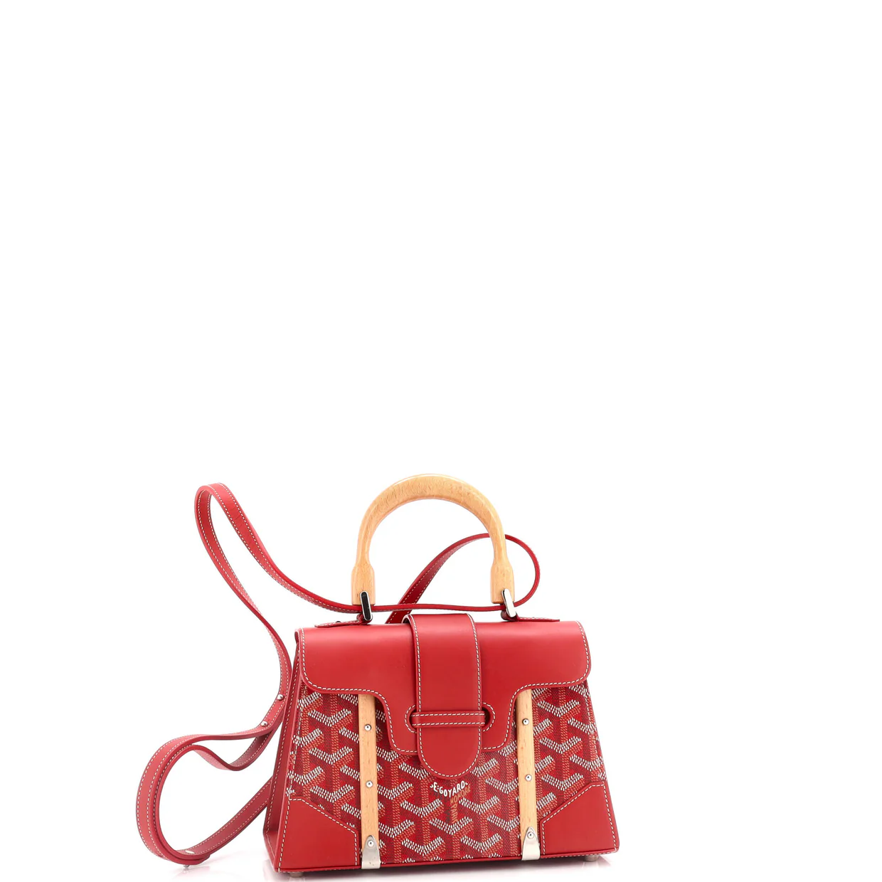 Structured Saigon Top Handle Bag Coated Canvas with Leather Mini - Deep Luxury