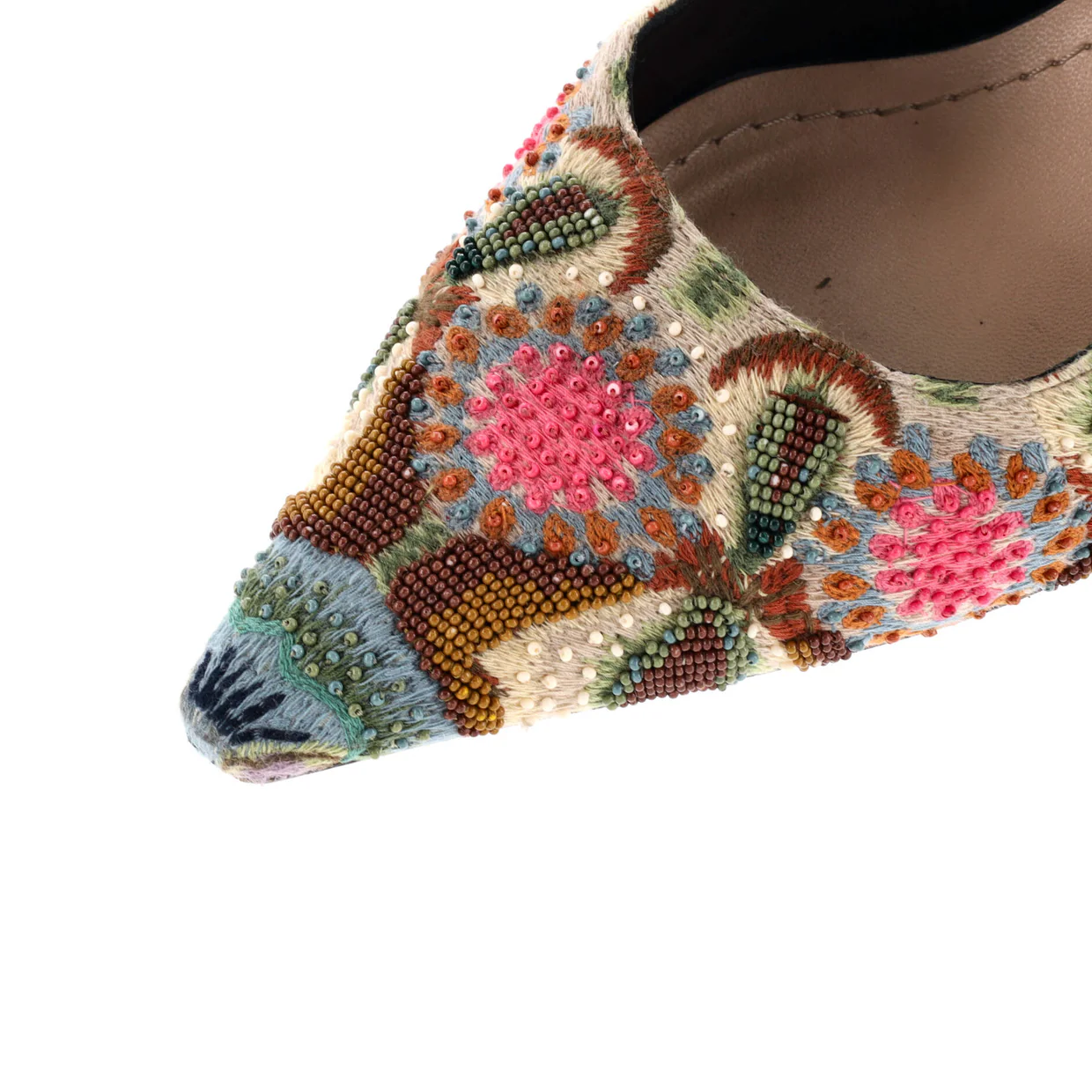 Women's J'Adior Slingback Pumps Flower Embroidered Leather 65 - Deep Luxury