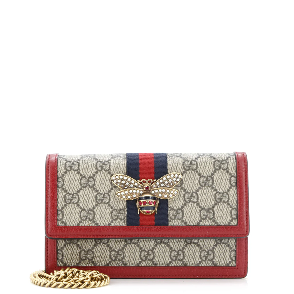 Queen Margaret Chain Wallet GG Coated Canvas Mini - Deep Luxury