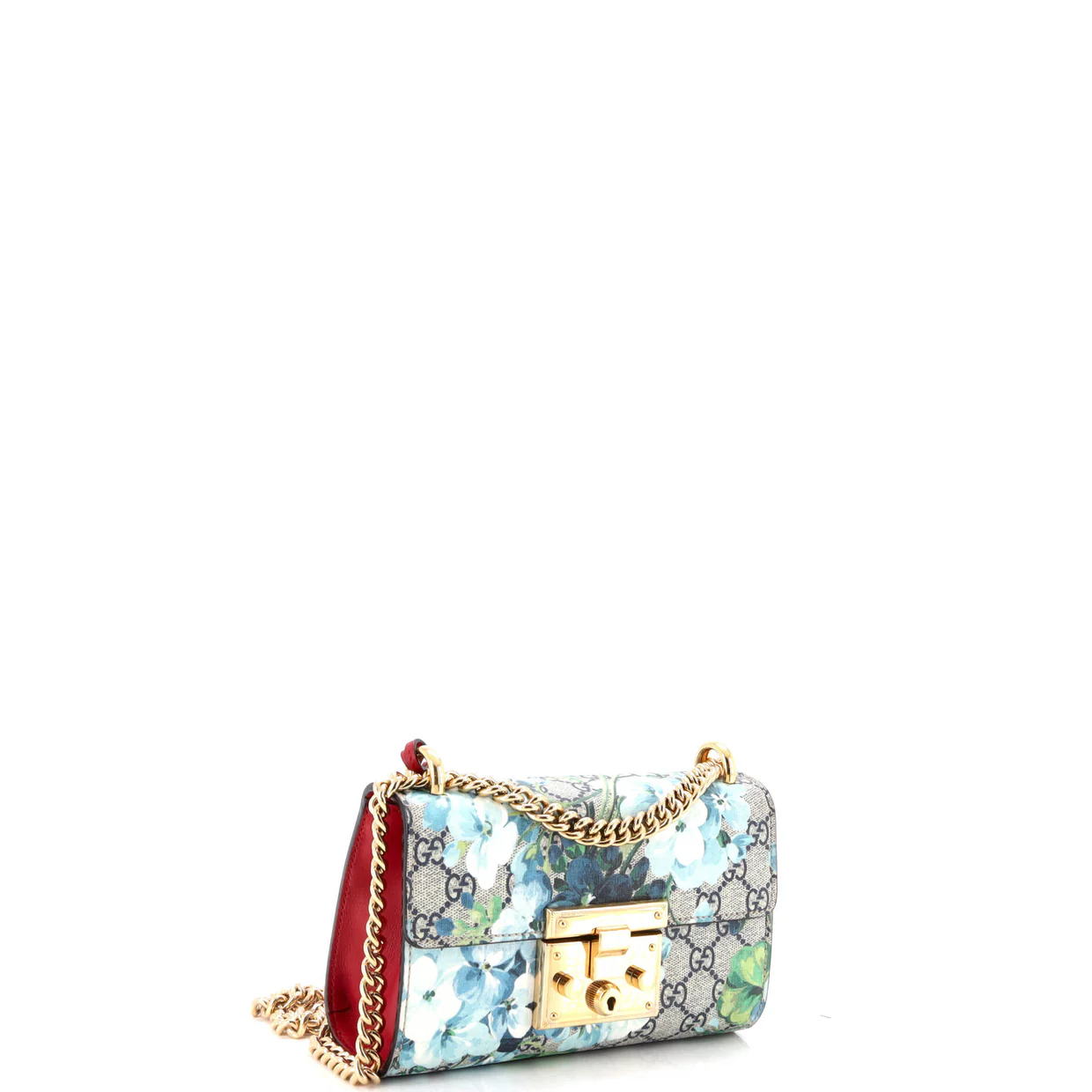 Padlock Shoulder Bag Blooms Print GG Coated Canvas Small - Deep Luxury