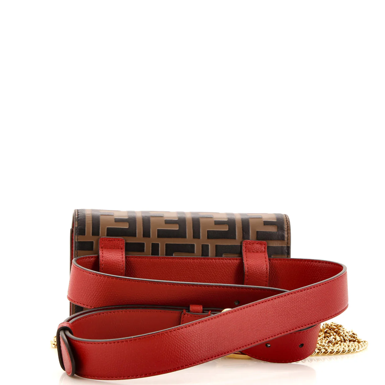 F is Fendi Convertible Belt Bag Leather with Zucca Embossed Detail - Deep Luxury
