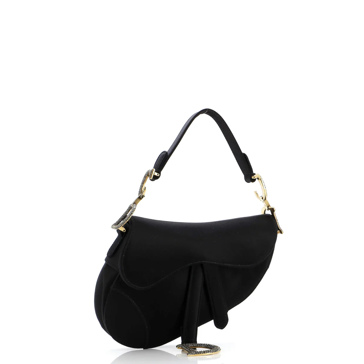 Saddle Handbag Satin with Crystals Mini - Deep Luxury