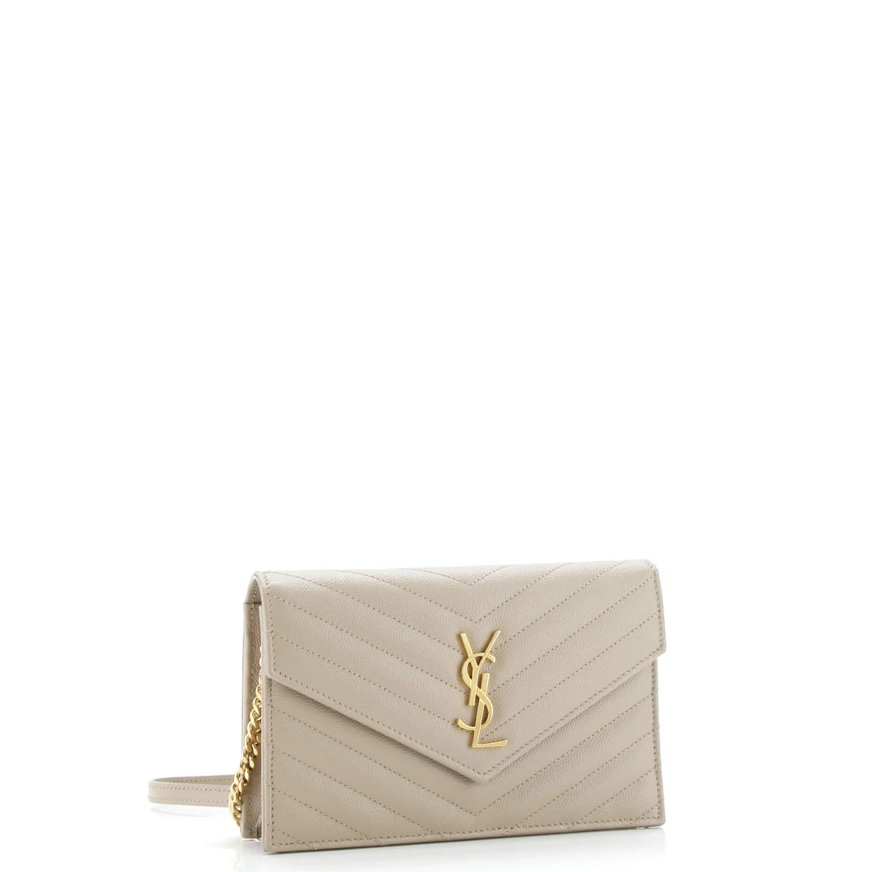 Classic Monogram Wallet on Chain Matelasse Chevron Leather Small - Deep Luxury