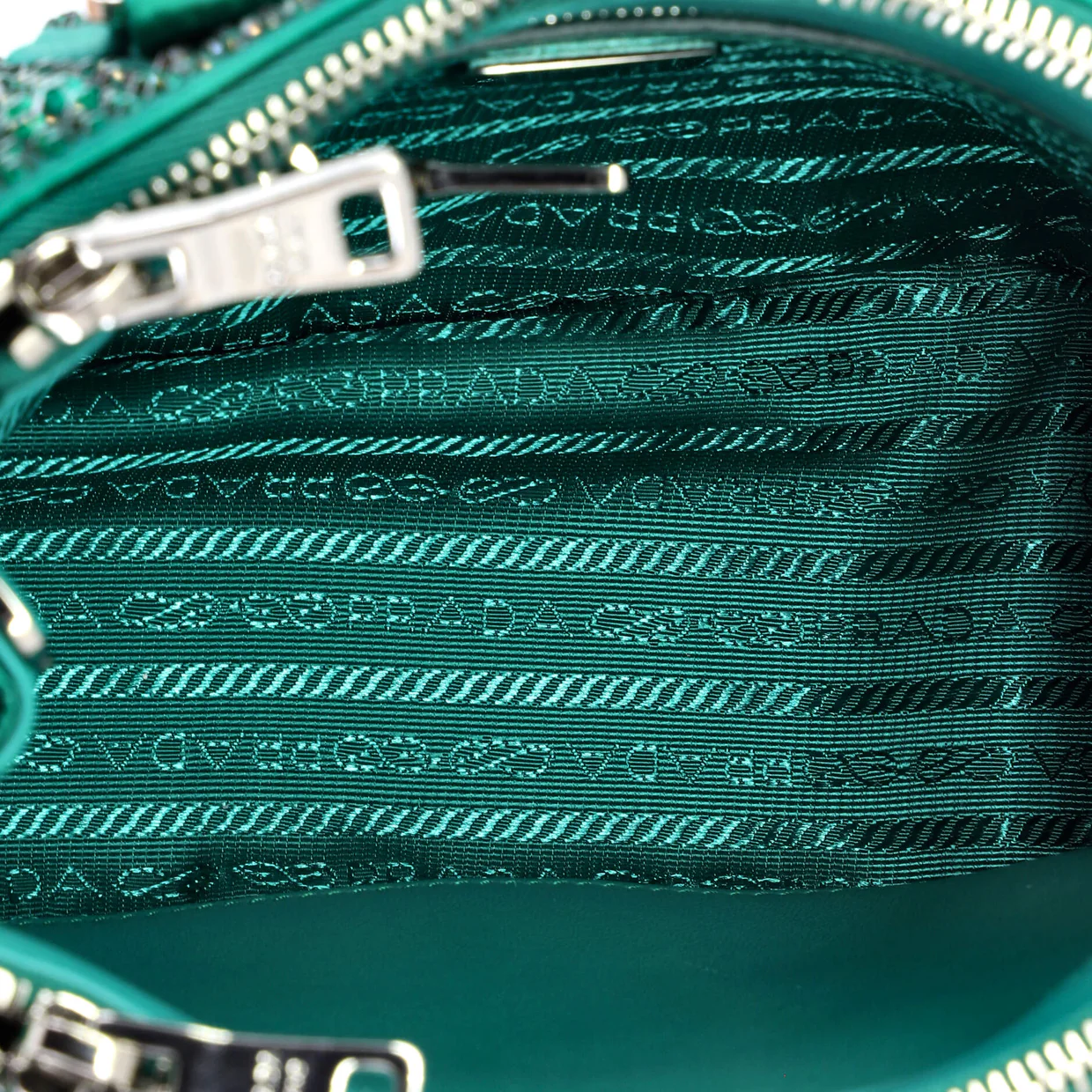 Galleria Double Zip Tote Crystal Embellished Satin Mini - Deep Luxury