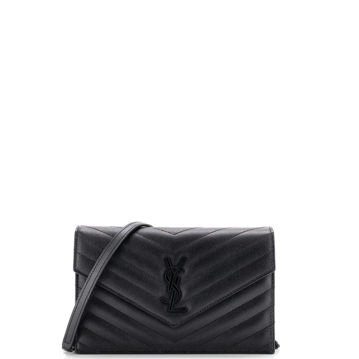 Classic Monogram Wallet on Chain Matelasse Chevron Leather Small - Deep Luxury