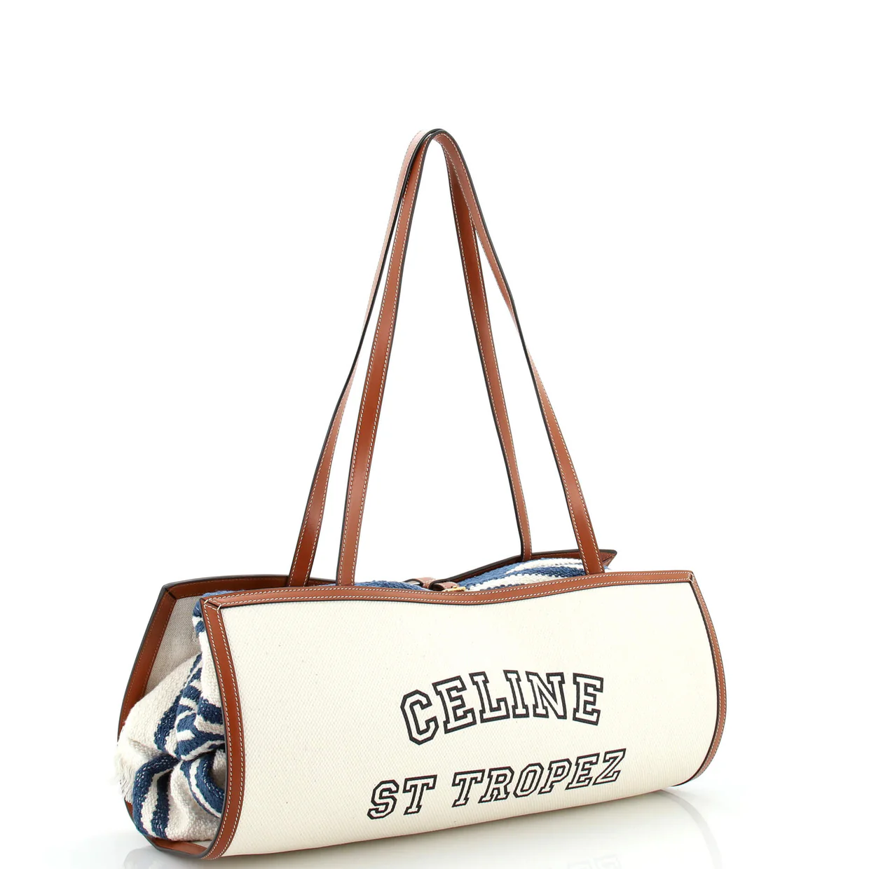 St. Tropez Towel Carrier Tote Bag Canvas with Leather - Deep Luxury