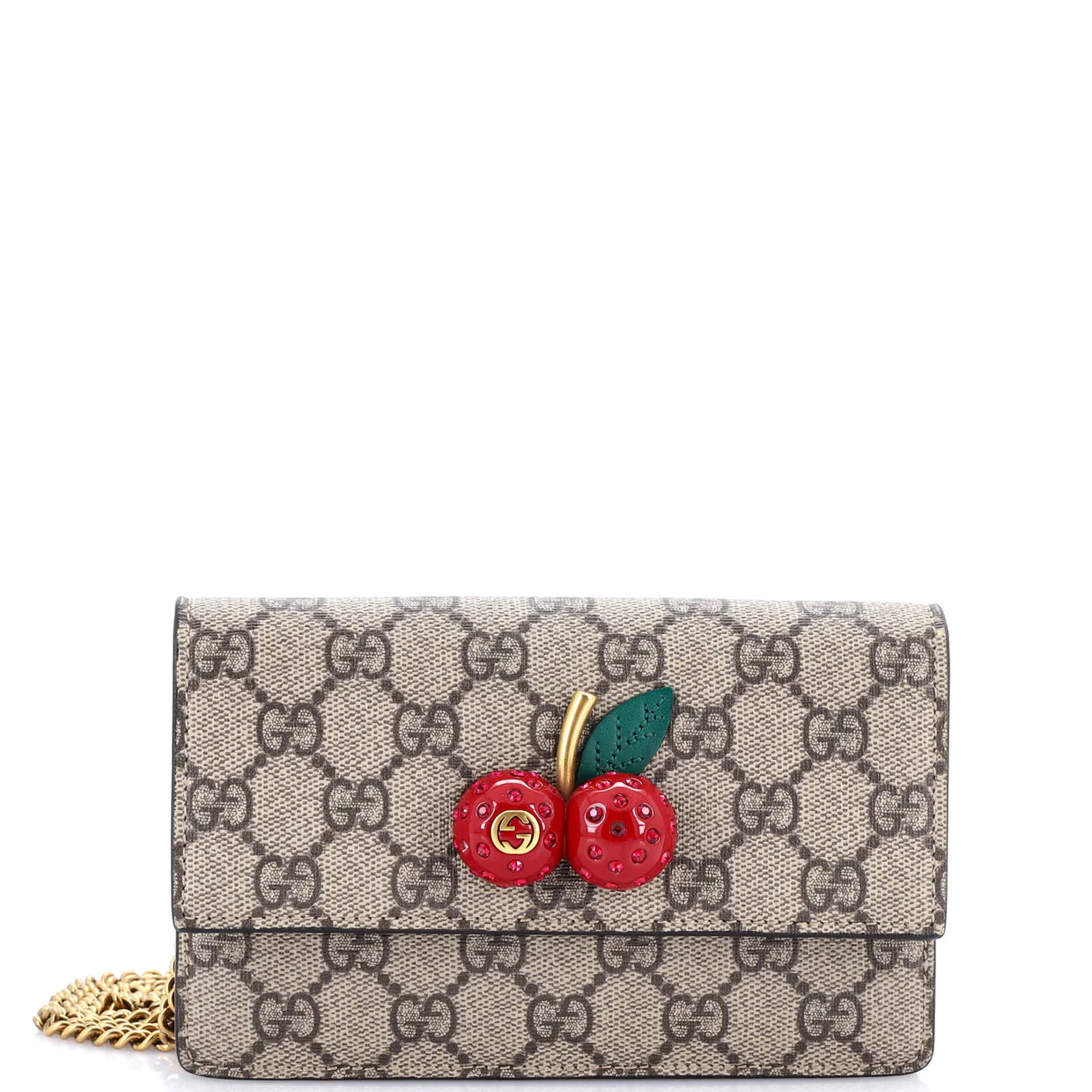 Cherries Wallet on Chain GG Coated Canvas Mini - Deep Luxury