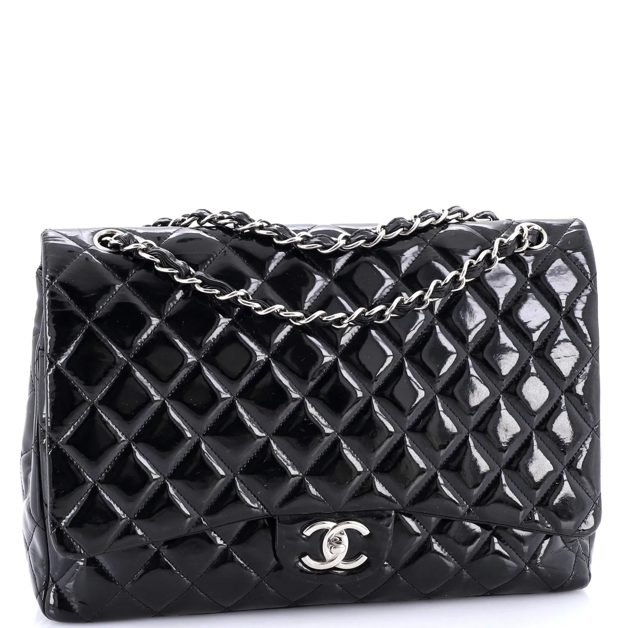 Classic Double Flap Bag Quilted Patent Maxi - Deep Luxury