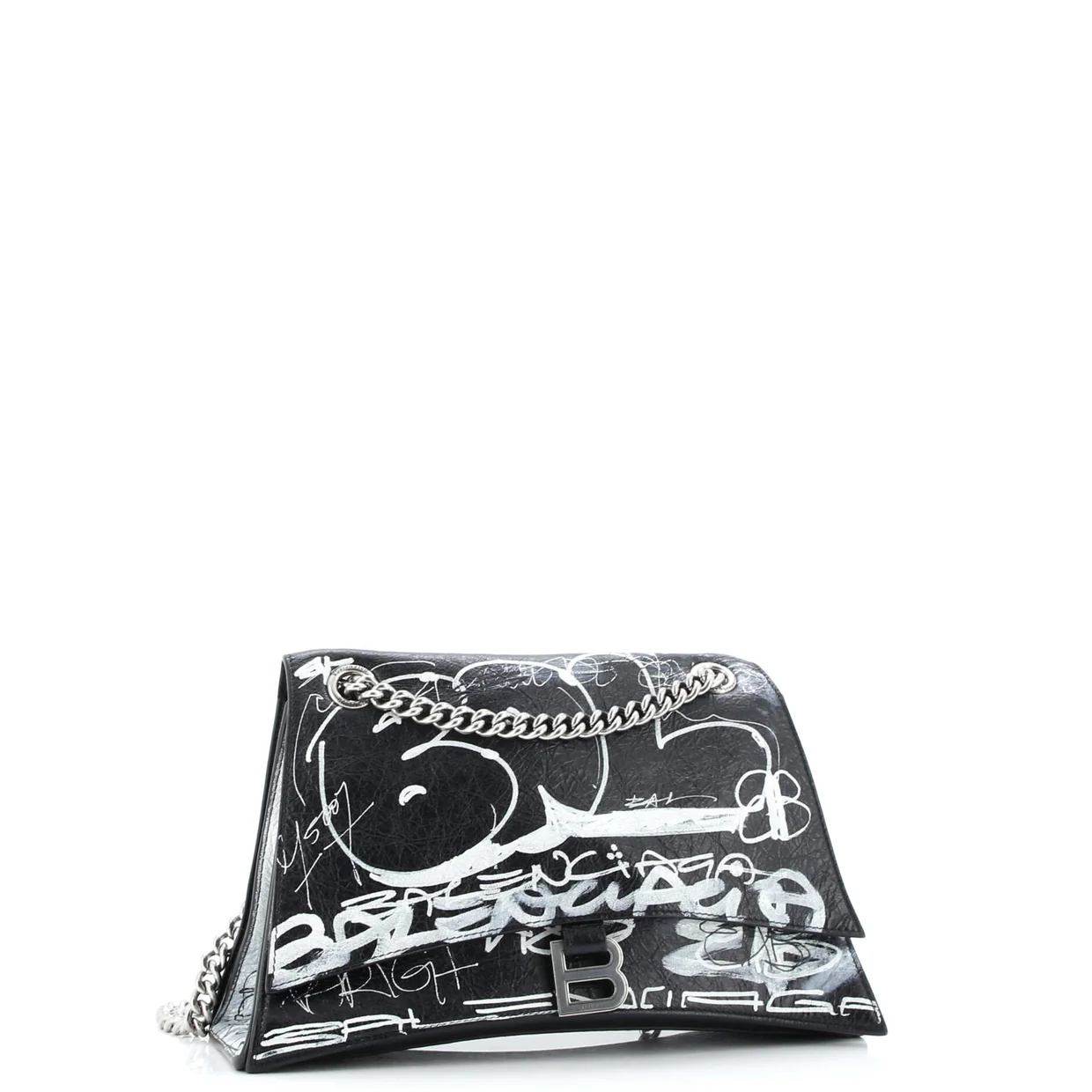 Graffiti Crush Chain Flap Bag Leather Medium - Deep Luxury