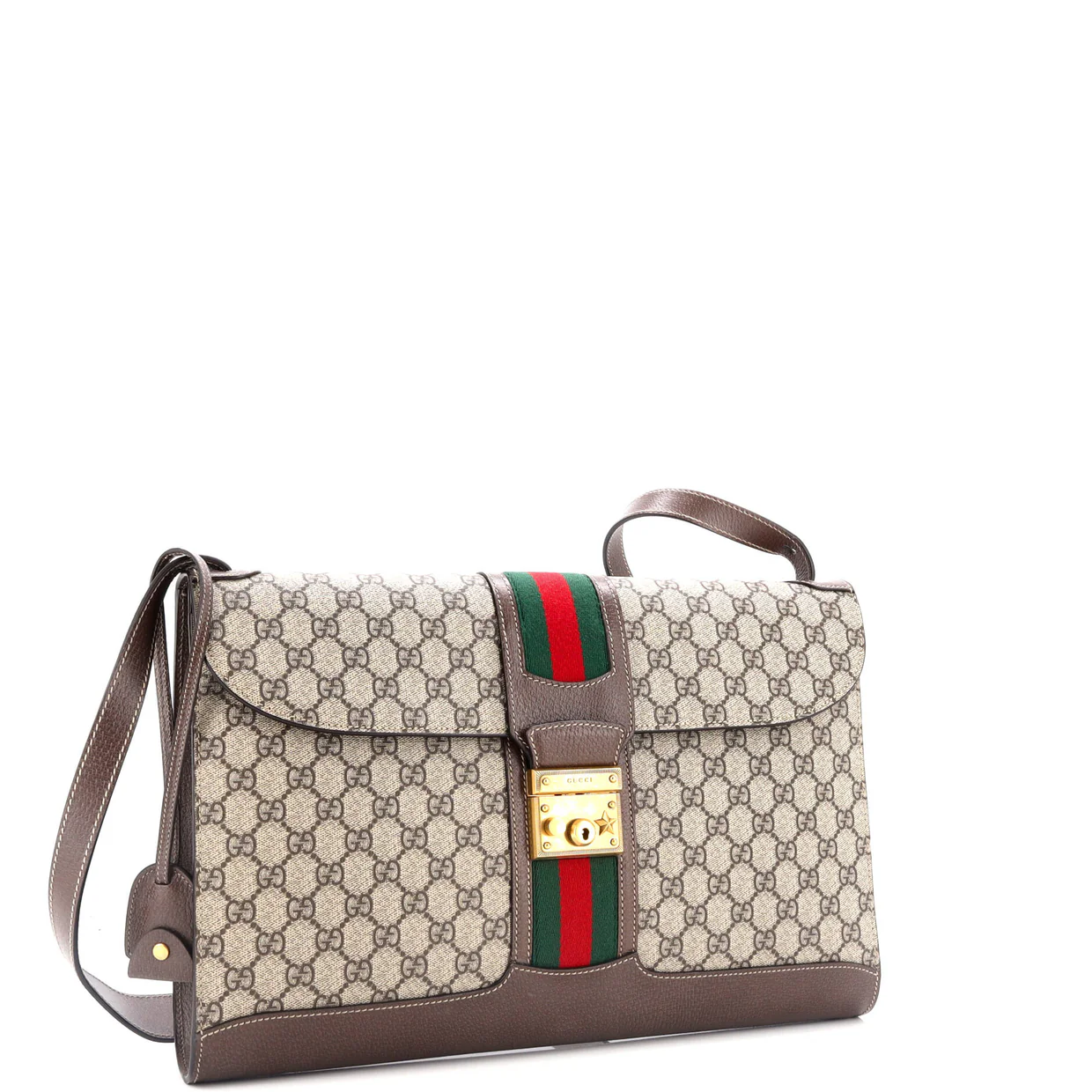 Padlock Web Messenger Bag GG Coated Canvas Large - Deep Luxury