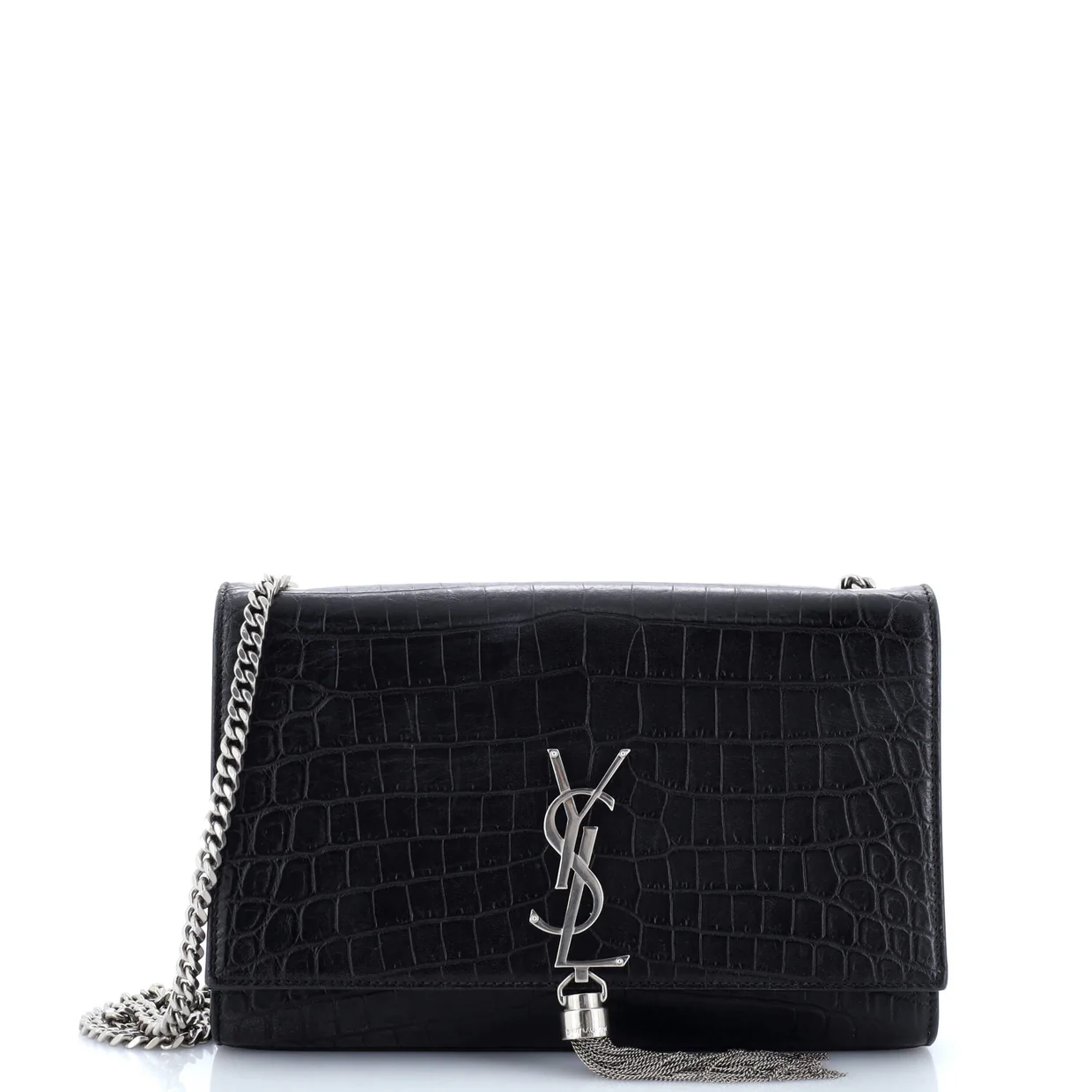 Classic Monogram Tassel Crossbody Bag Crocodile Embossed Leather Medium - Deep Luxury